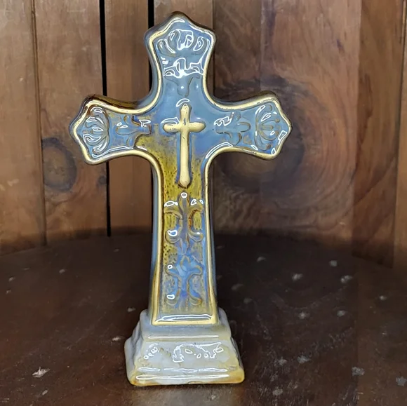 Gold and Gray Ceramic Cross - Picture 8 of 12